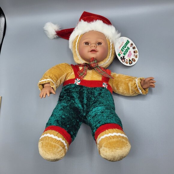 Kostume Kids Sugar Loaf Christmas Gingerbread Doll Santa Hat Overalls 15 inch - Picture 7 of 16